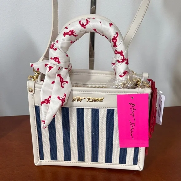 Betsey Johnson Navy and White Striped Mini Bag - Picture 1 of 10